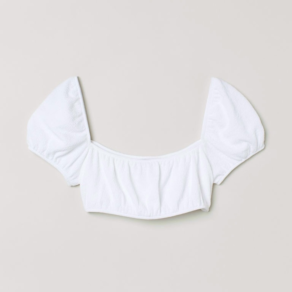 H&M White off the shoulder crop top size medium nwt #123